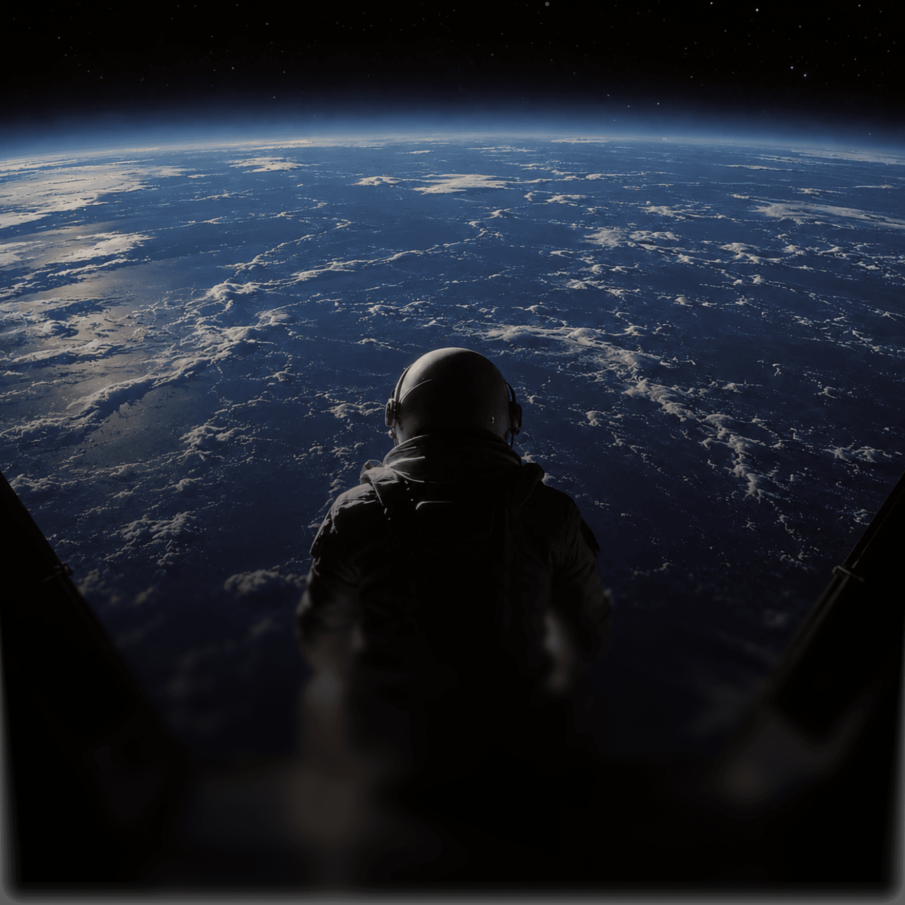 Astronaut looking at Earth from orbit